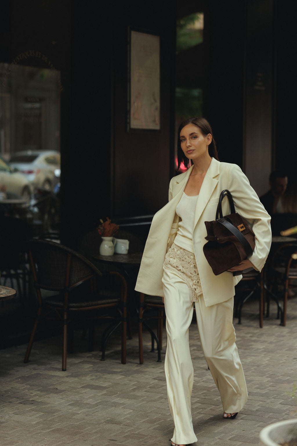 Suede bag Etape Milano Grande Chocolate