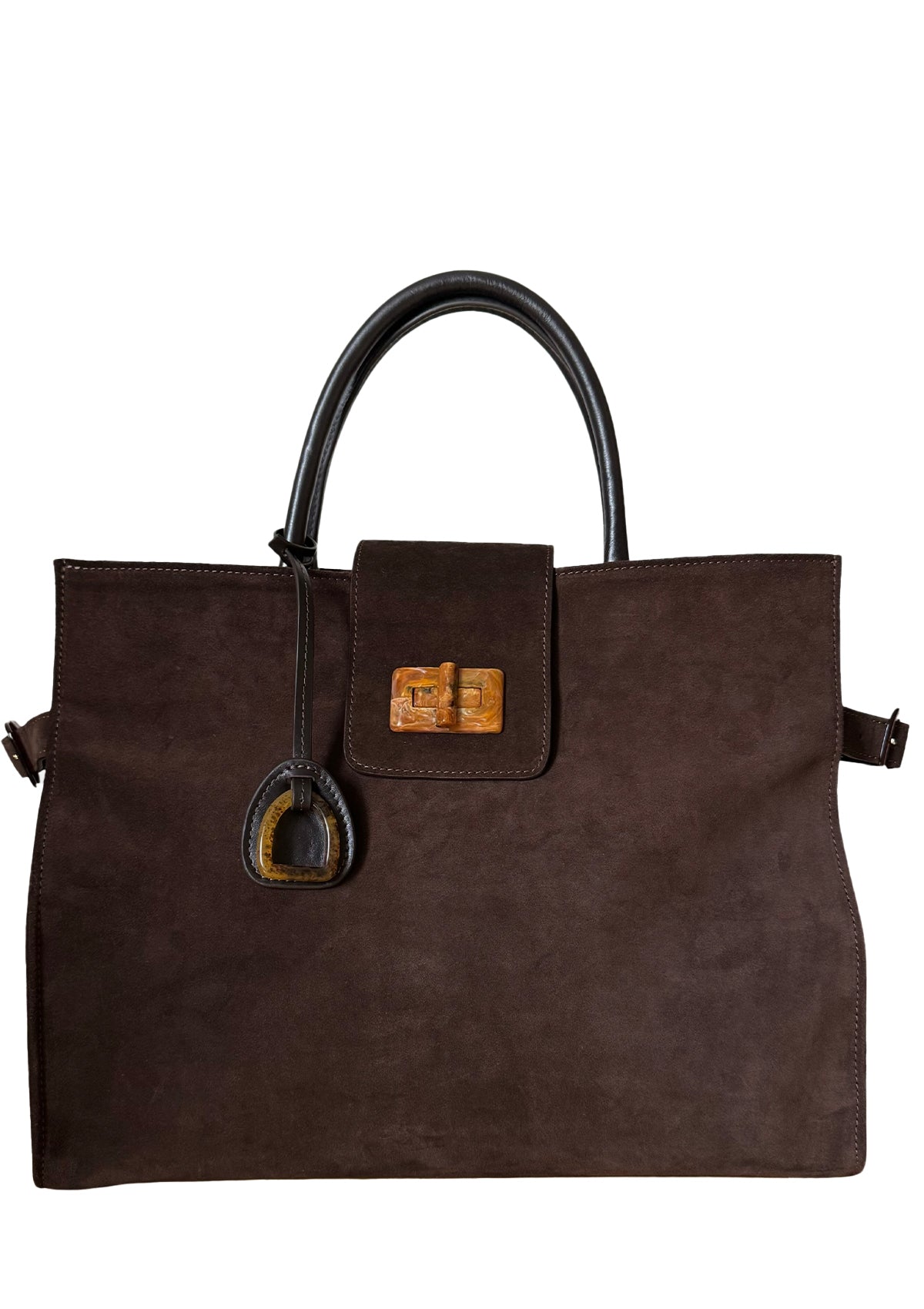 Suede bag Etape Milano Grande Chocolate