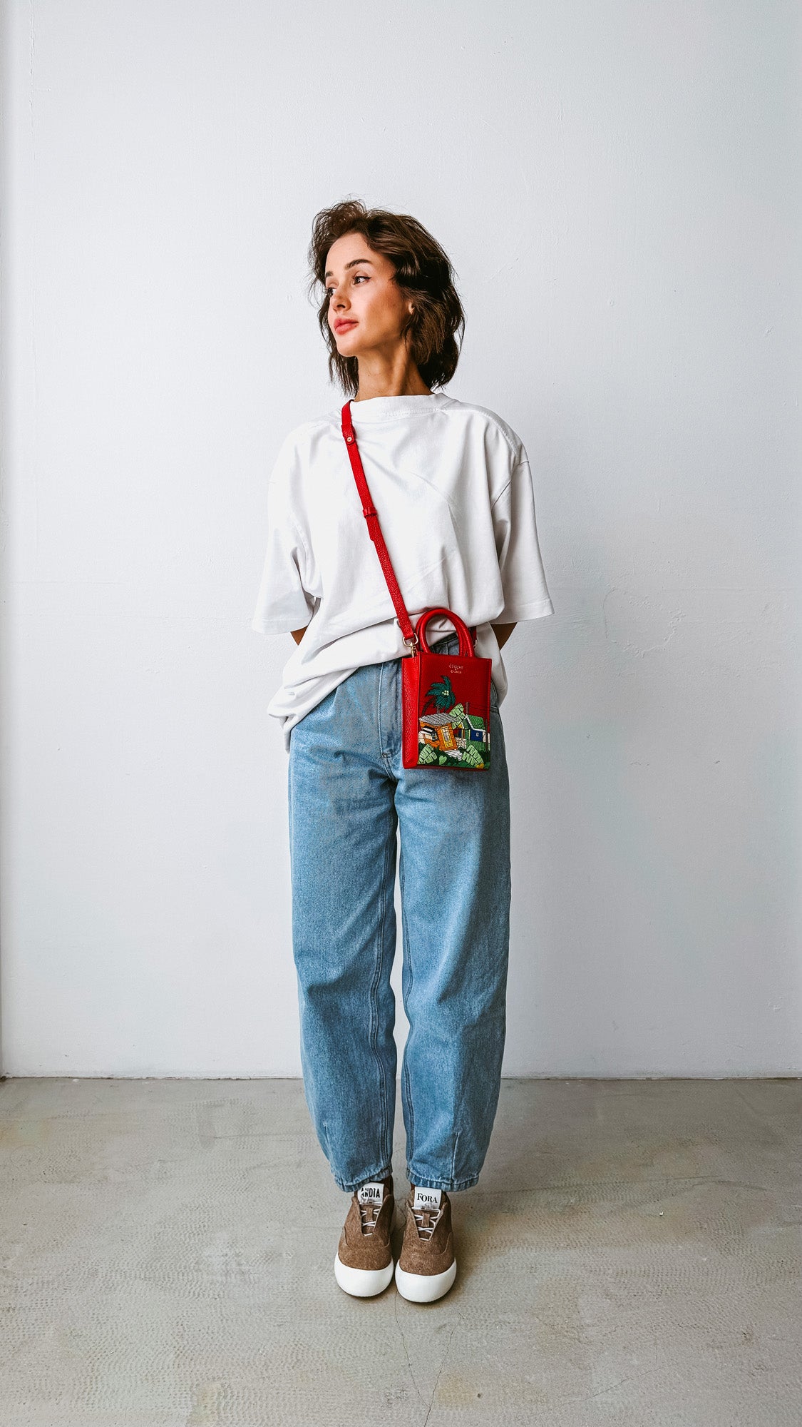 Leather bag Sagaboi x Ètape MIMI BAG Hand Painted Red