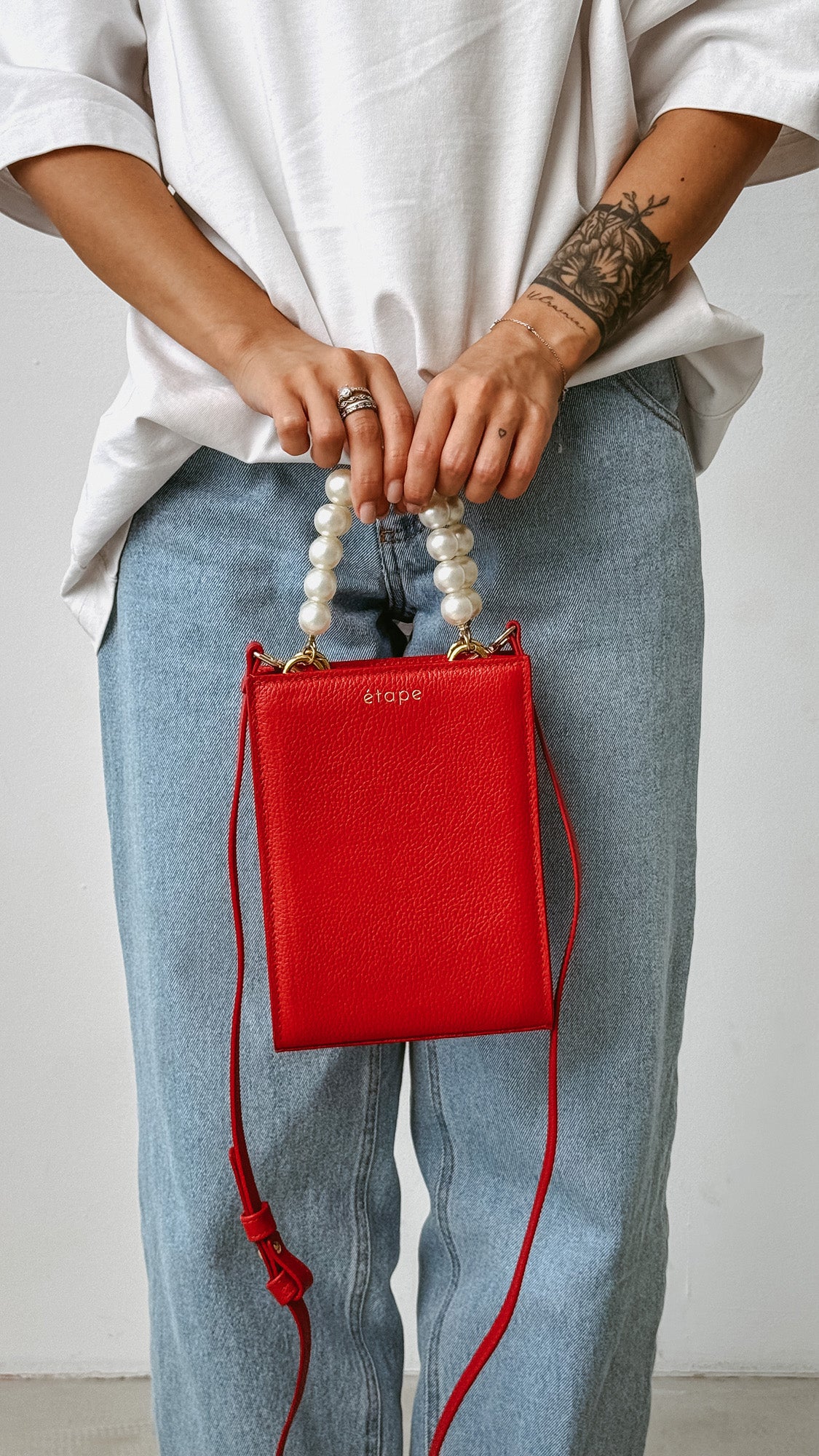 Leather bag Etape MIMI MAX Pearl Red