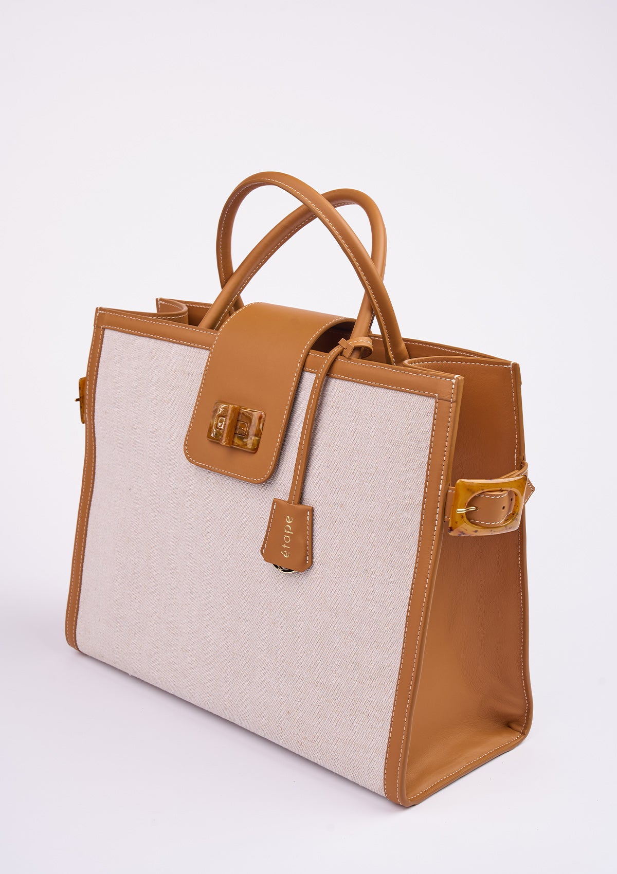 Canvas/Leather Bag Etape Portofino Grande Canvas Wallnut