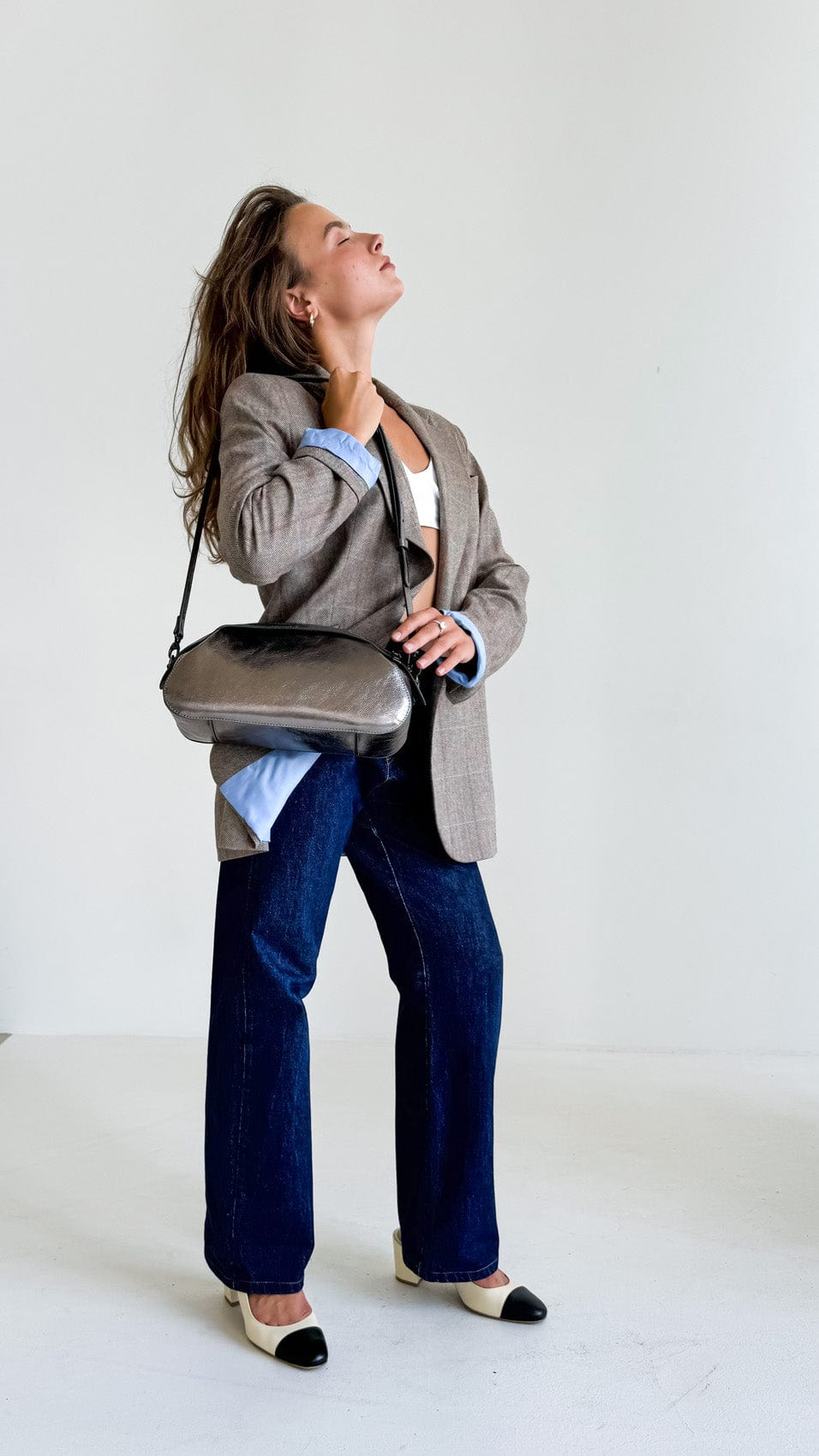 Leather bag Etape Venice Argentum Glitter