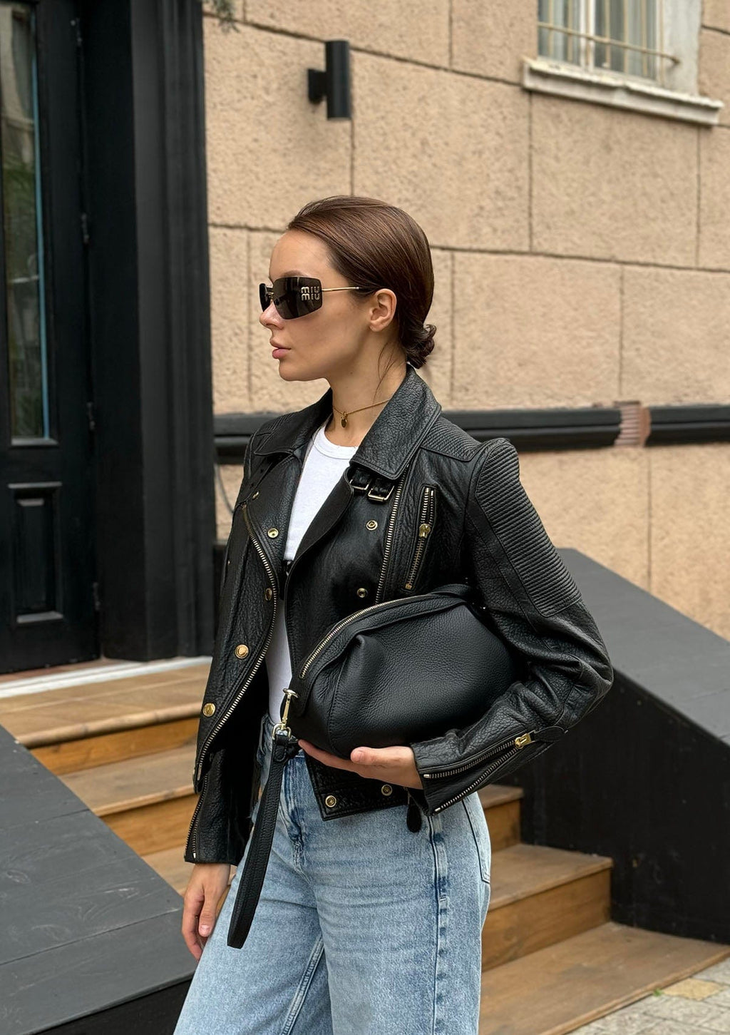 Leather bag Etape Venice Black Flotard