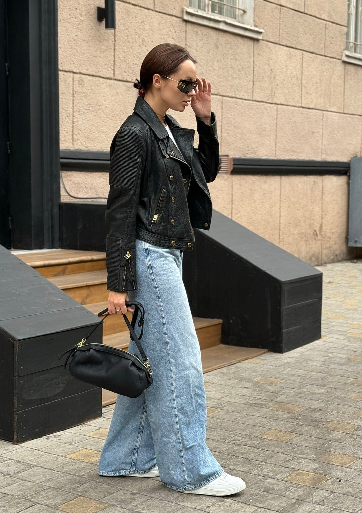 Leather bag Etape Venice Black Flotard