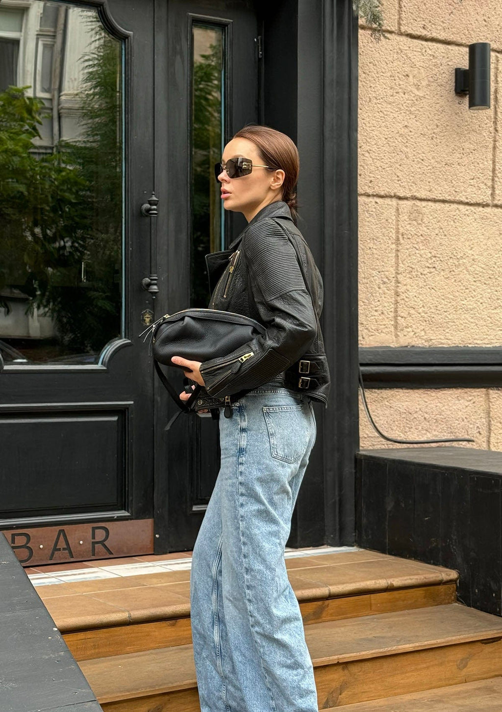 Leather bag Etape Venice Black Flotard