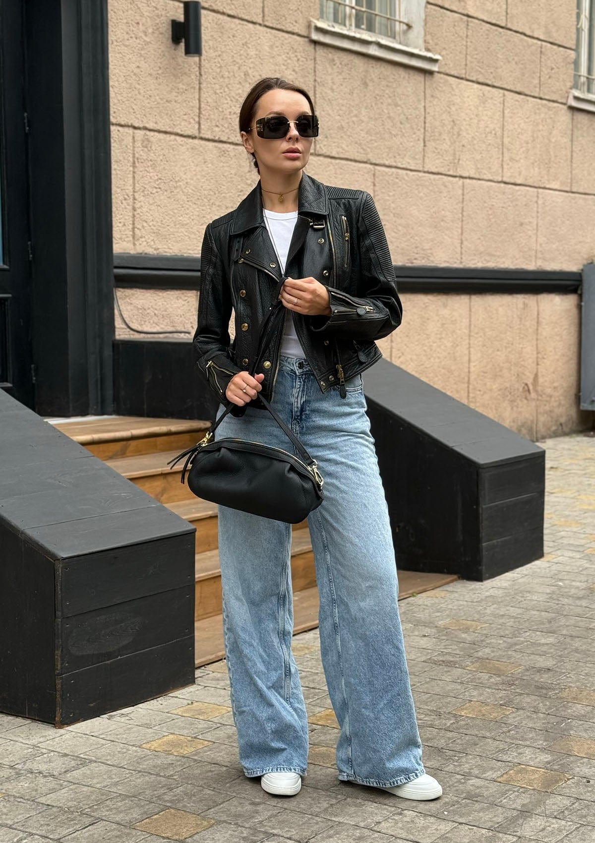 Leather bag Etape Venice Black Flotard