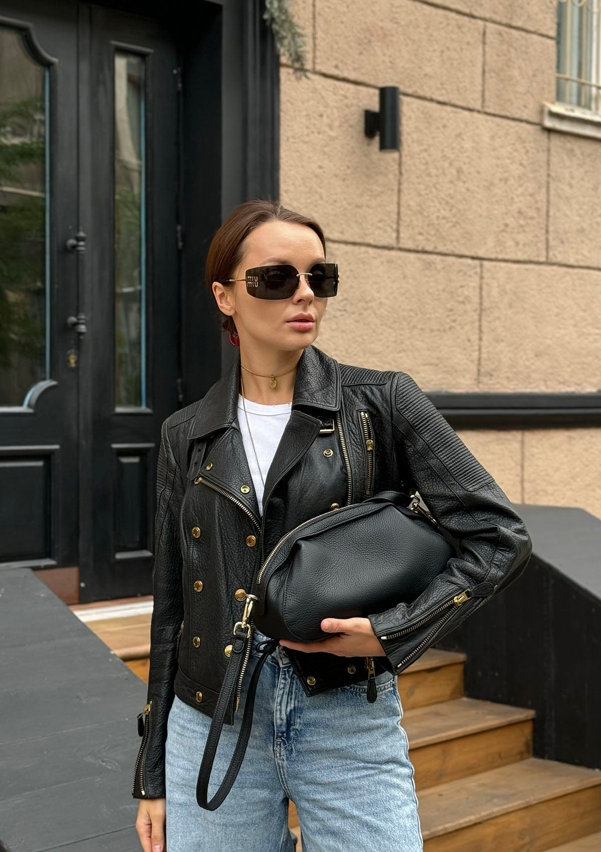 Leather bag Etape Venice Black Flotard