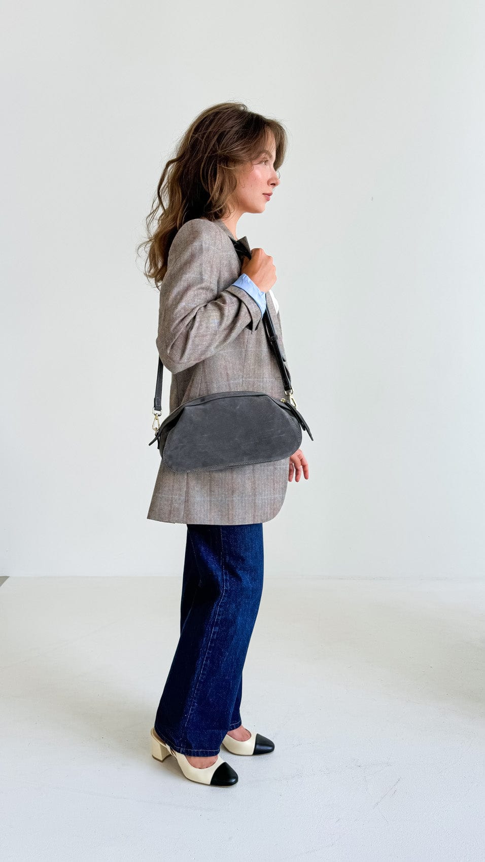 Suede bag Etape Venice Grey Suede