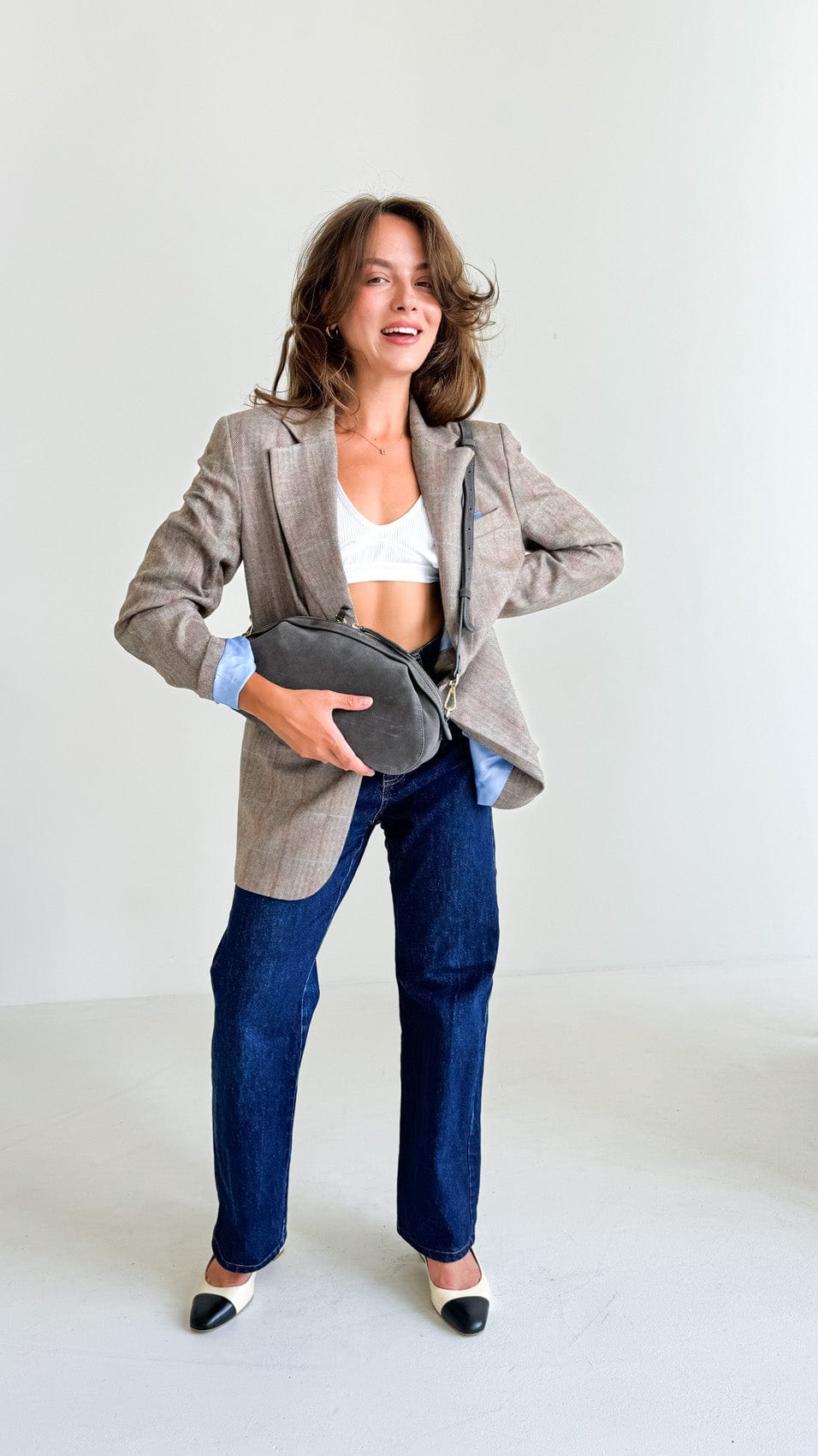 Suede bag Etape Venice Grey Suede