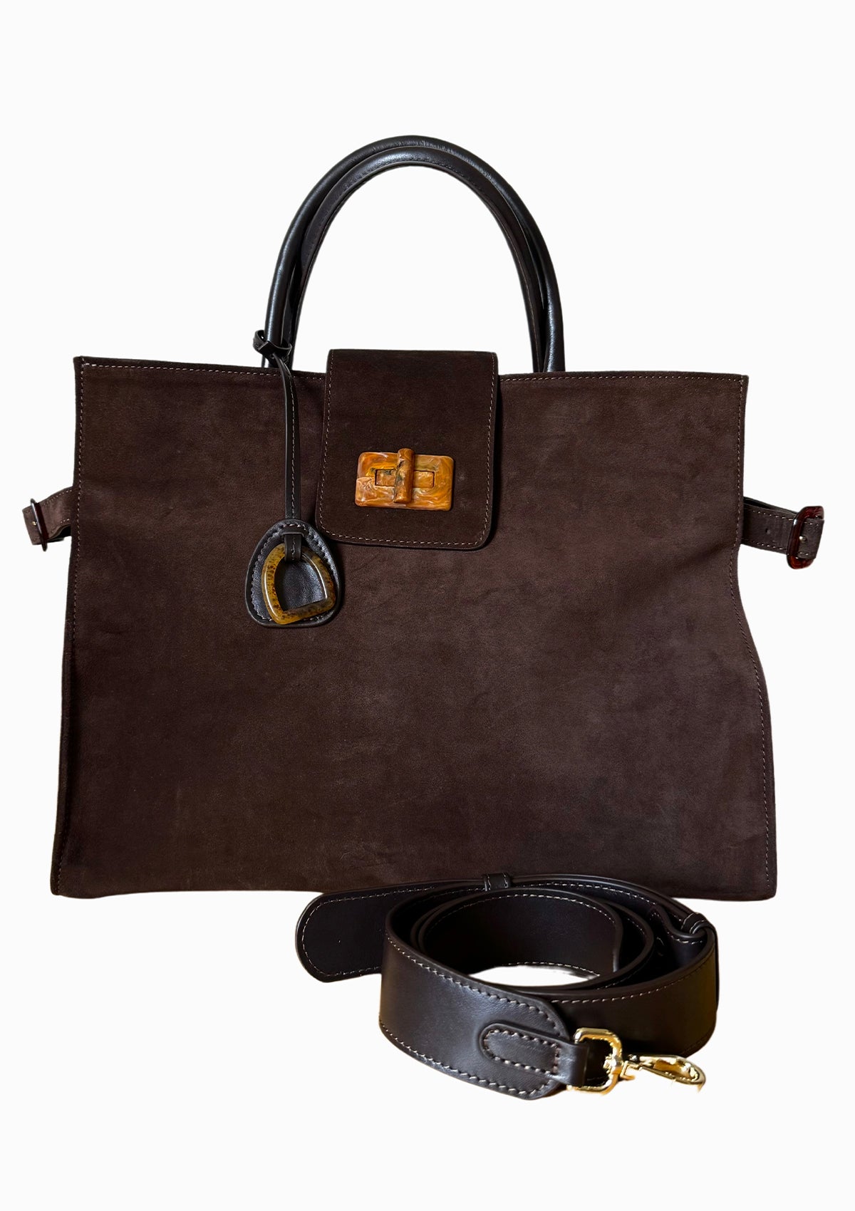 Suede bag Etape Milano Grande Chocolate