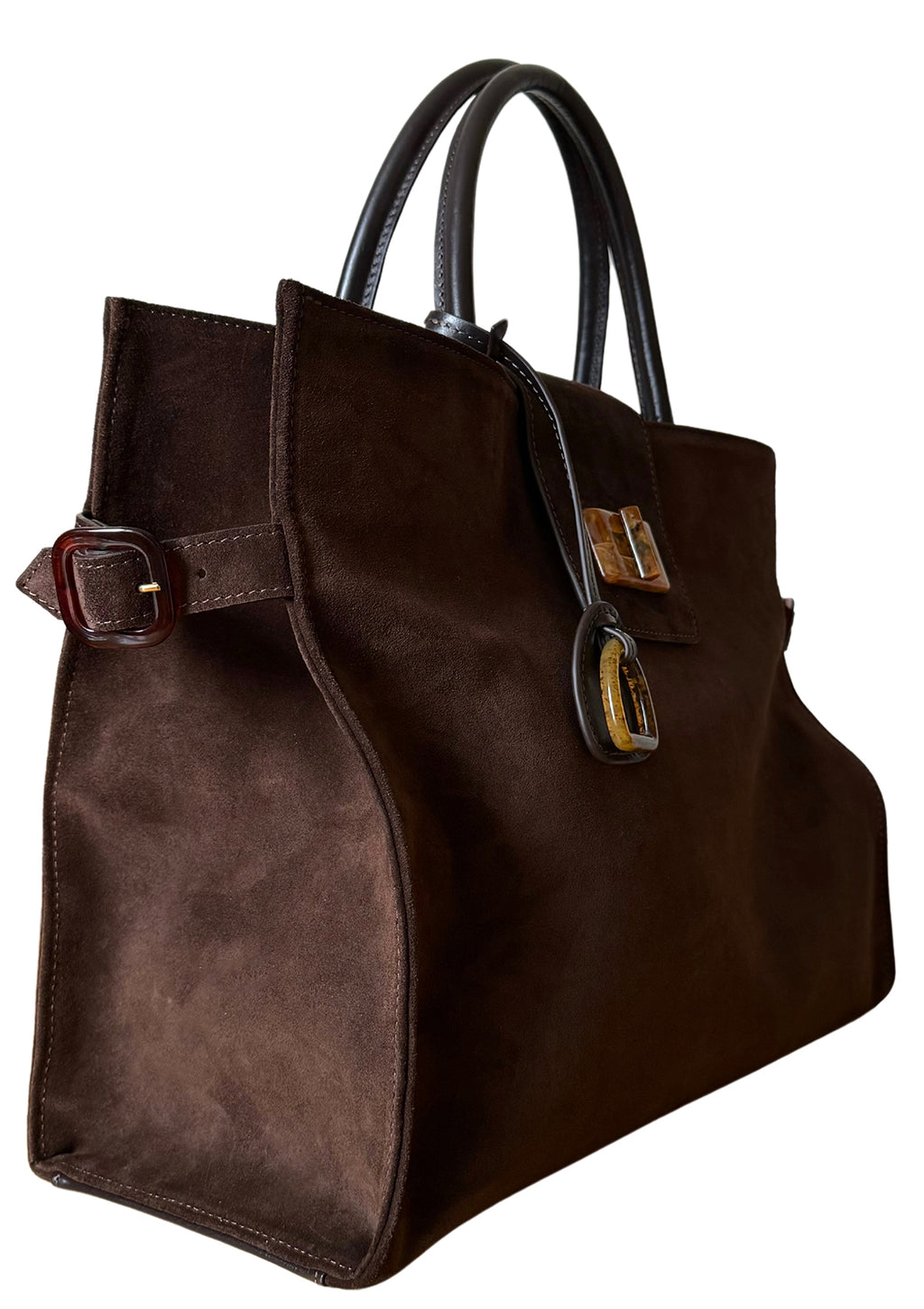 Suede bag Etape Milano Grande Chocolate