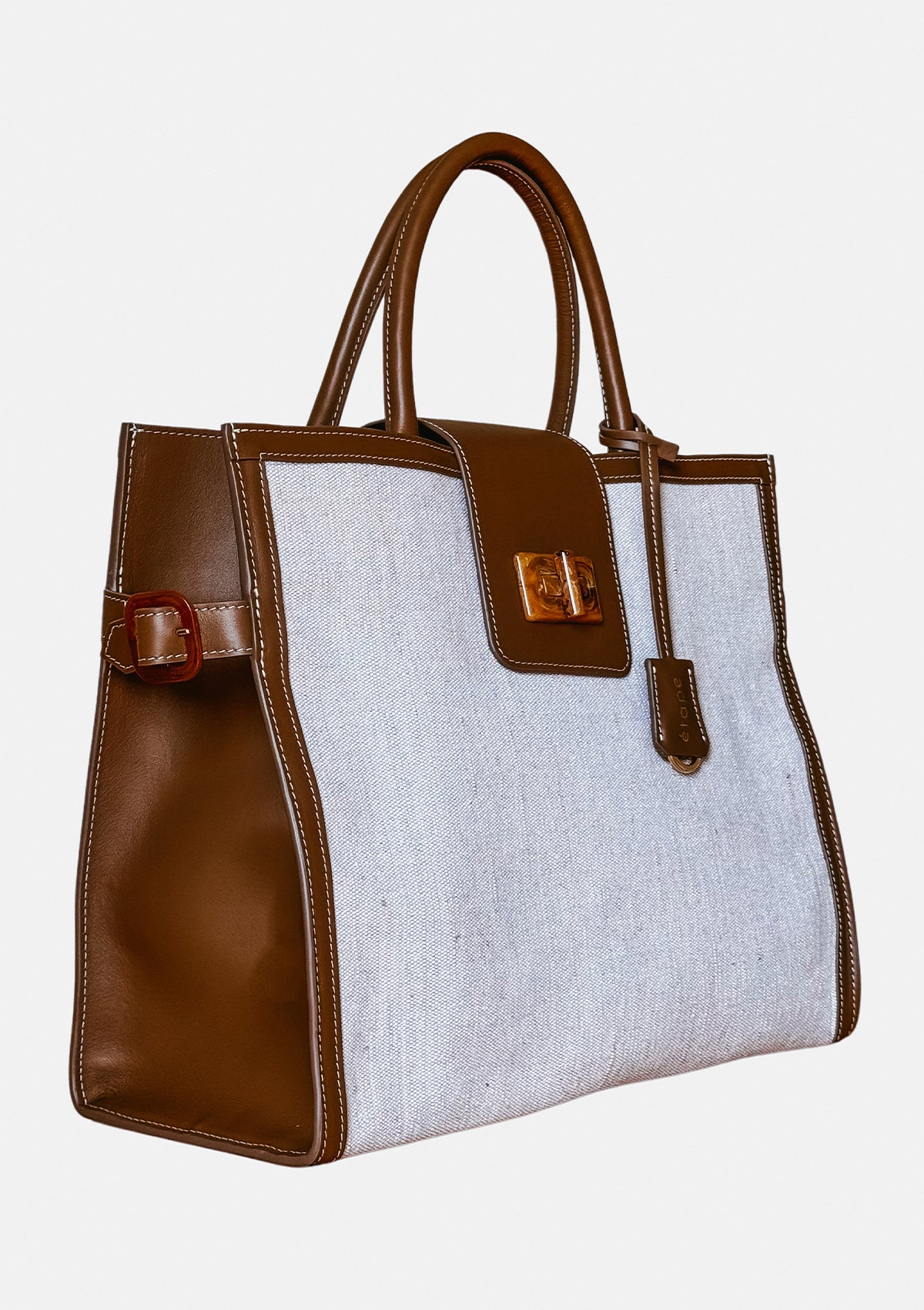 Canvas/Leather Bag Etape Portofino Grande Canvas Wallnut