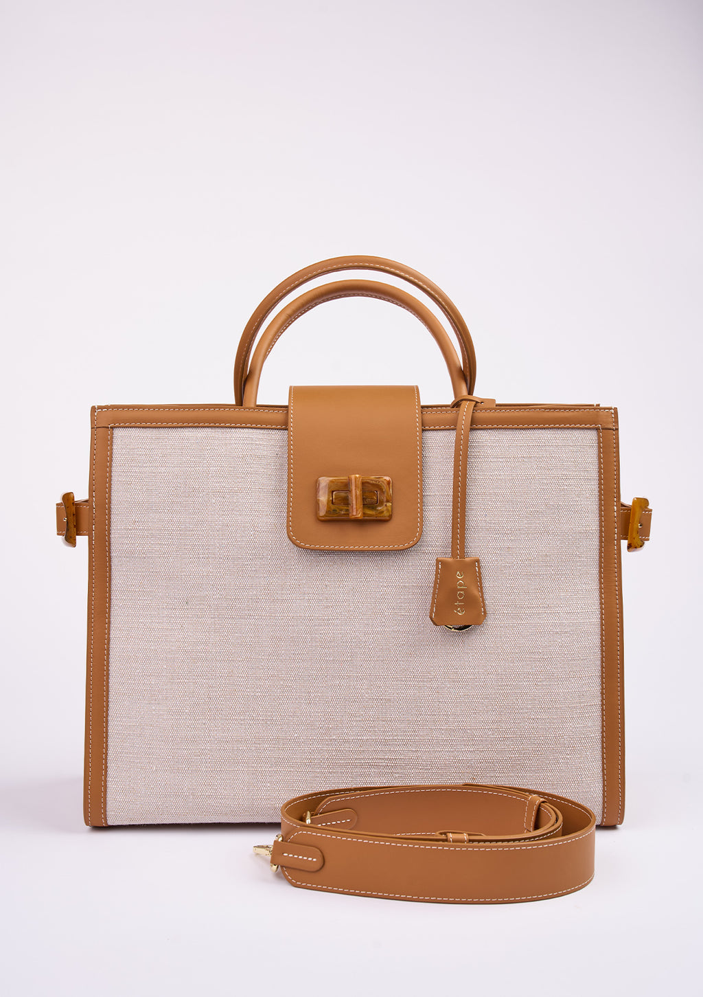Canvas/Leather Bag Etape Portofino Grande Canvas Wallnut